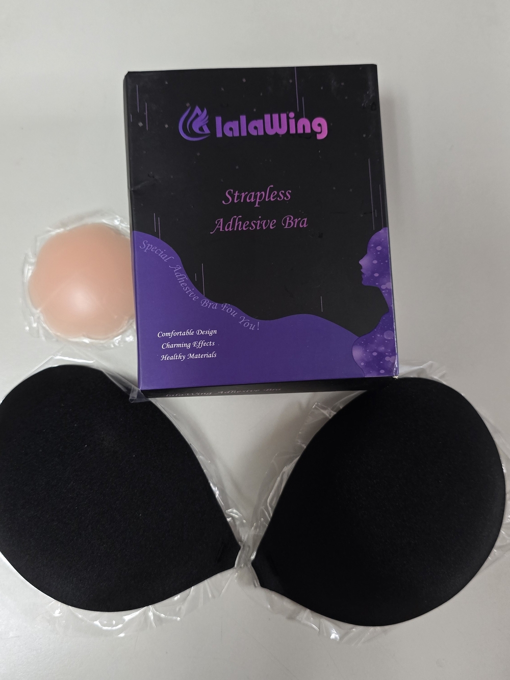 Adhesive Bra LalaWing Strapless Adhesive Bra - Black .